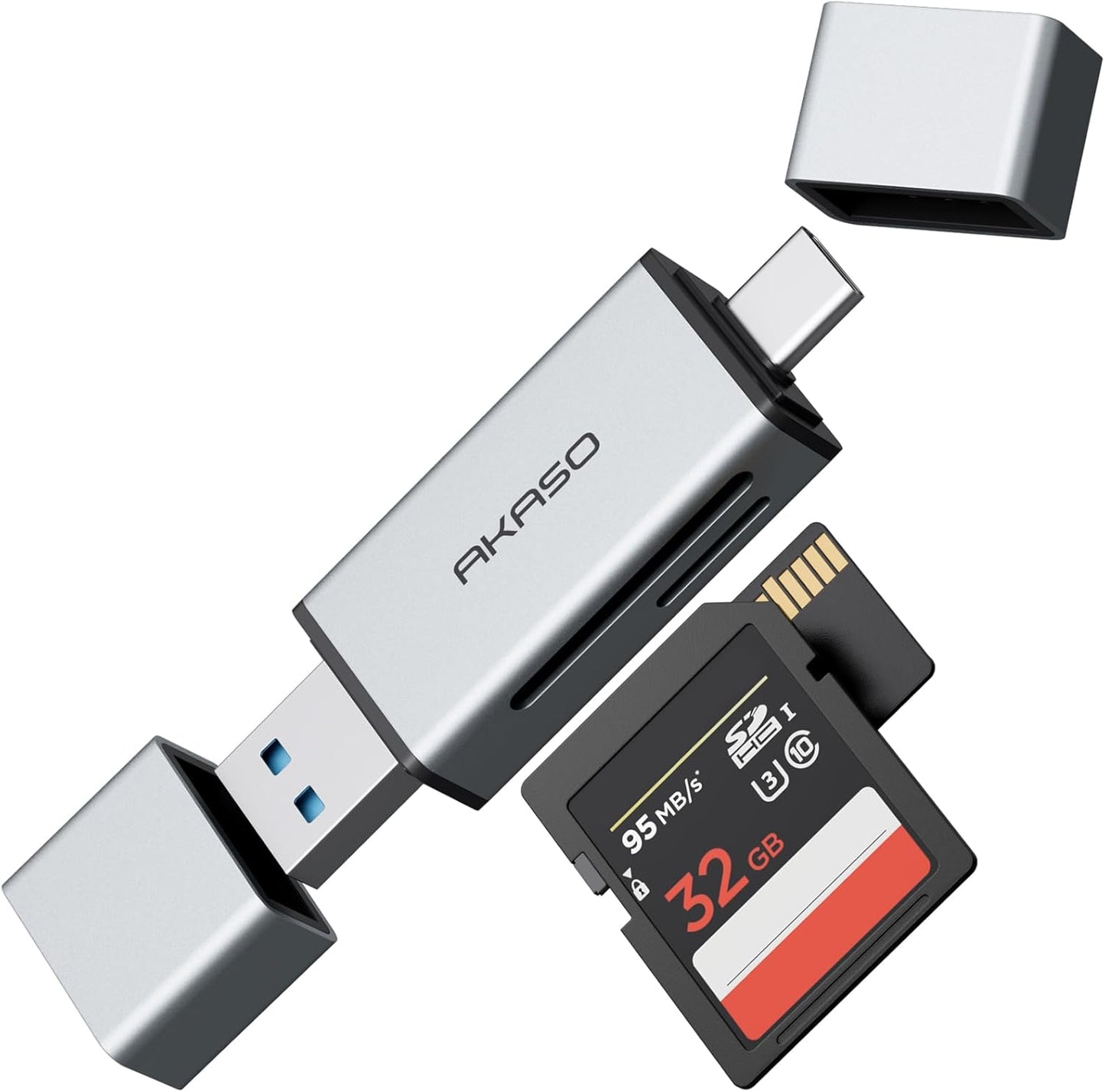 AKASO 3.0 SD Card Reader - USB Type C to Micro SD Card Adapter, Memory Card Reader for SD/Micro SD/SDHC/SDXC Card