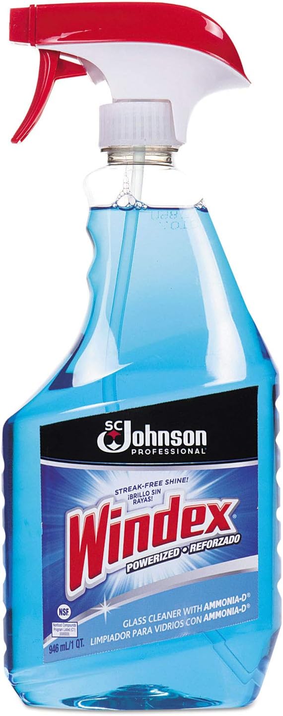 Windex Powerized Glass Cleaner - Ammonia-D Formula for Streak-Free Shine | 32 Oz Trigger Spray