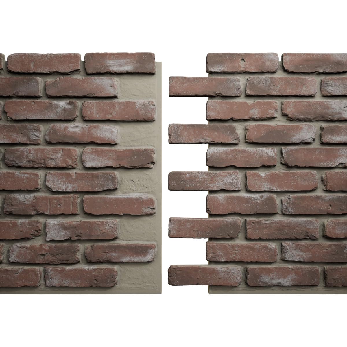 EverStone Aged Brick Faux Brick Panel, 46 7/8"W x 27"H x 1 1/4"D, Burnished Red Color