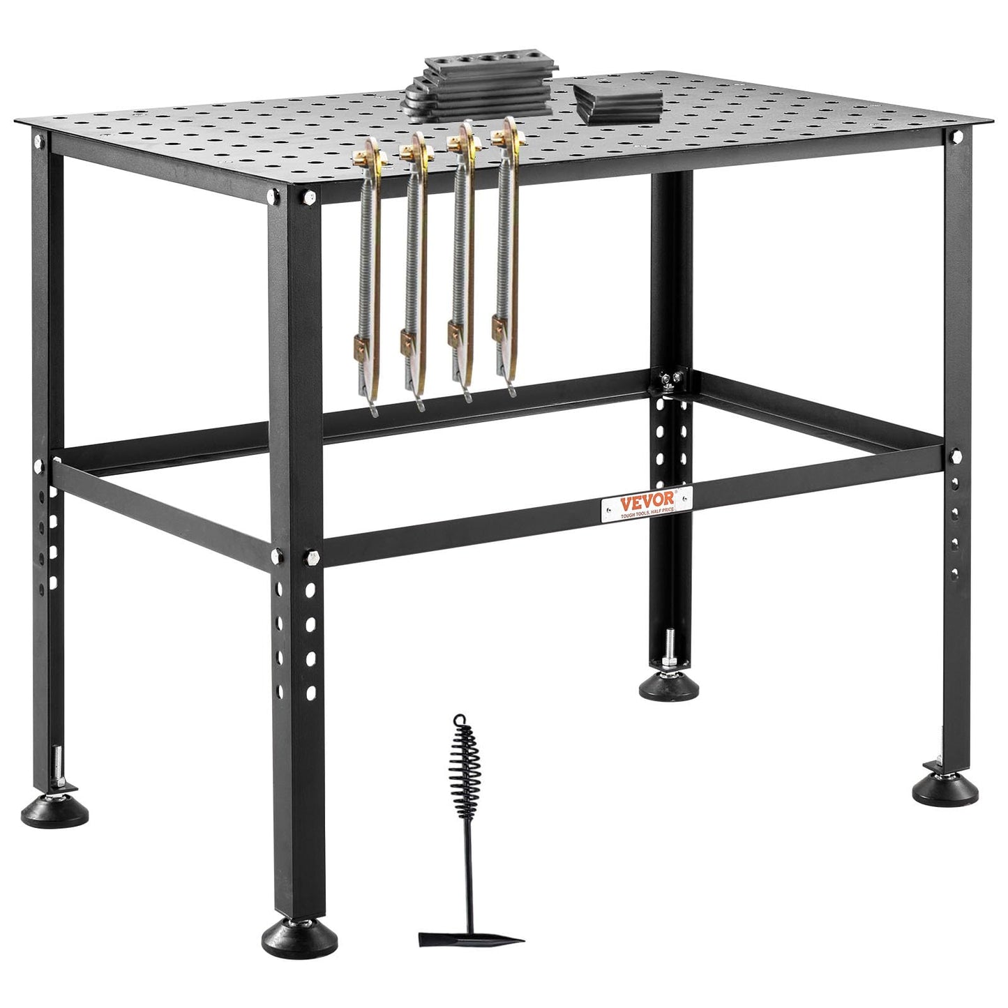 VEVOR Welding Table 36" x 24", 800LBS Capacity Welding Workbench Table, Heavy-Duty Work Bench with 0.63" Fixture Holes and Non-Slip Foot Pads for Welding Assembly Repair Works