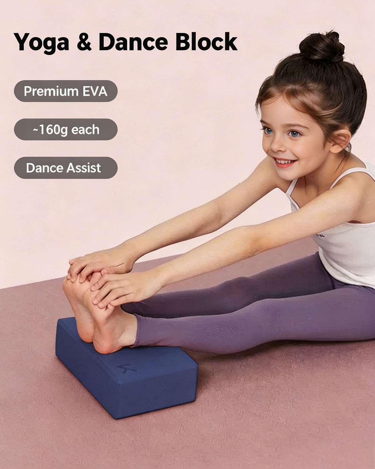 Yoga Block, High Density EVA Foam Blocks for Yoga, Pilates, Meditation, Aid Balance, Support and Deepen Poses - Non-Slip Lightweight Durable,Navy Blue (Set of 2)