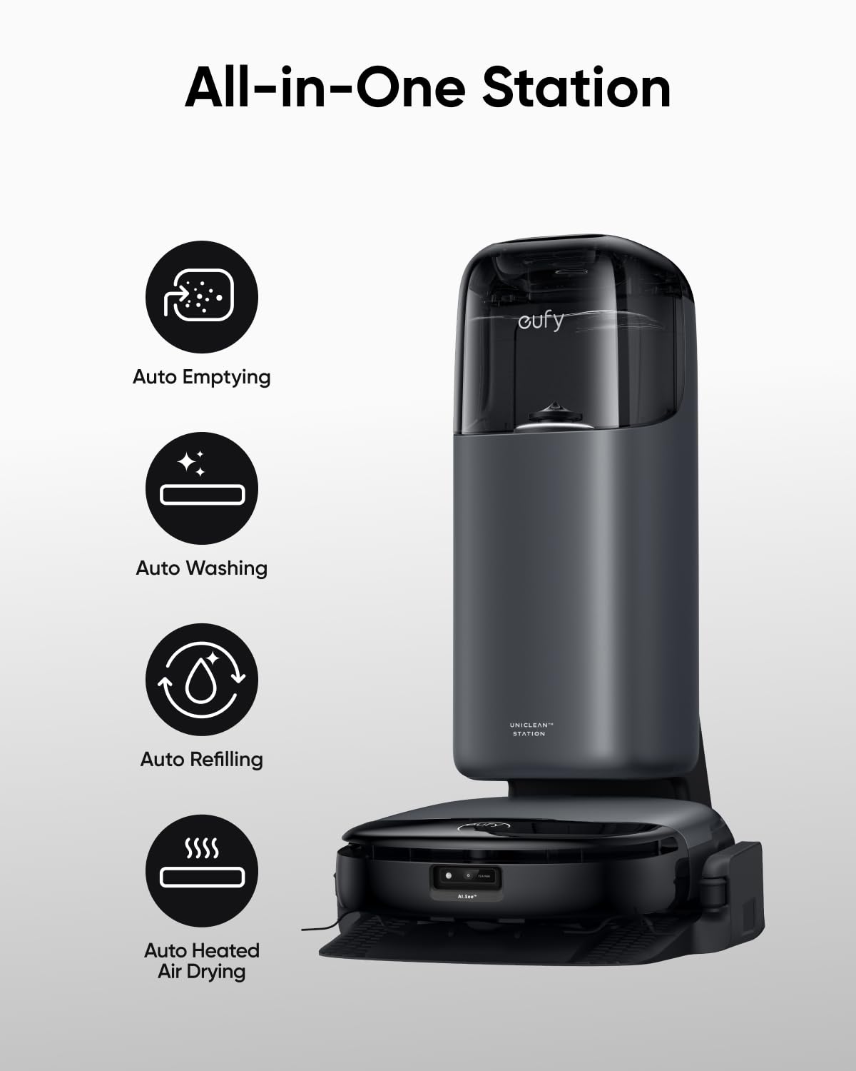 eufy S1 with All-in-One Station, HydroJet System with Roller Mop, Robot Vacuum and Mop Combo, Incredible Suction, Obstacle Avoidance, Multi-Level Mapping, Mop Auto-Retraction, Perfect for Pet Hair