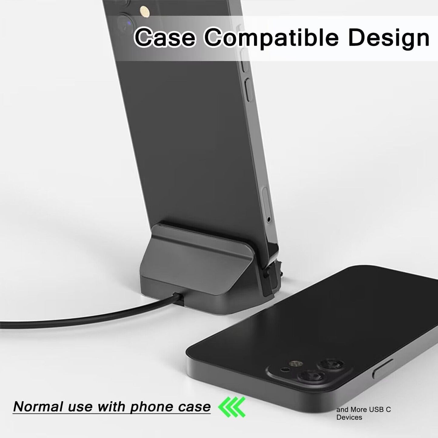 AKWOR 15/16, USB C Phone Dock Station for iPhone Galaxy, Google Pixel, LG, HTC & More, Phone Charging Stand Cradle