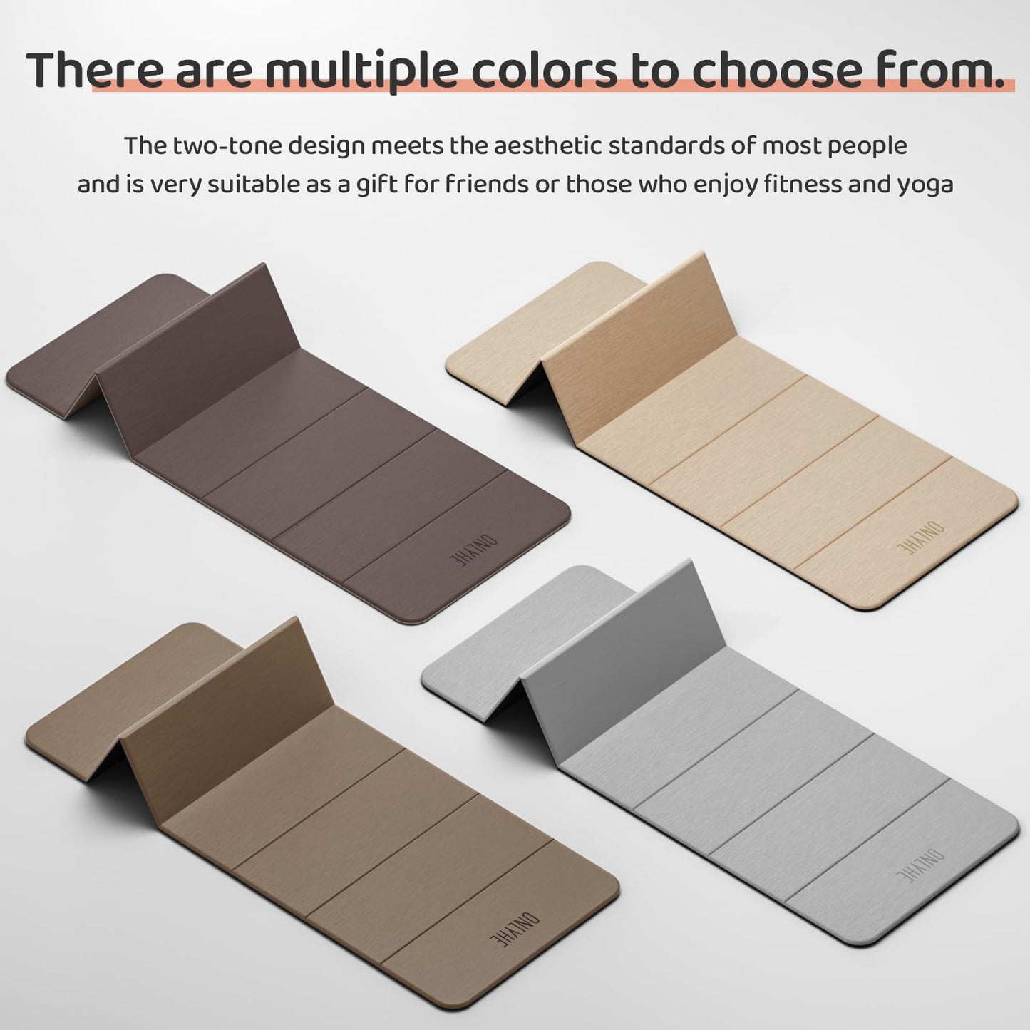 ONLYHE Foldable Yoga Mat Exercise Mat for Home Workout, Comfortable and Durable, 8mm Thick Portable Folding Mat, Non-Slip, Pilates Mat Thick, Outdoor Use, Meditation, Travel, Camping (71"x24" x 0.3") (Brown+Black)