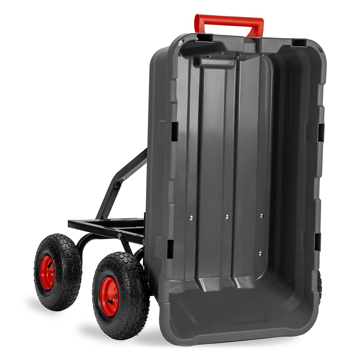 XtremepowerUS 2-in-1 Convertible Handle Heavy Duty Garden Cart Dump Wagon Utility 800-Pound Dump Cart Utility Cart for Yard, Farm 10" Pneumatic Tires