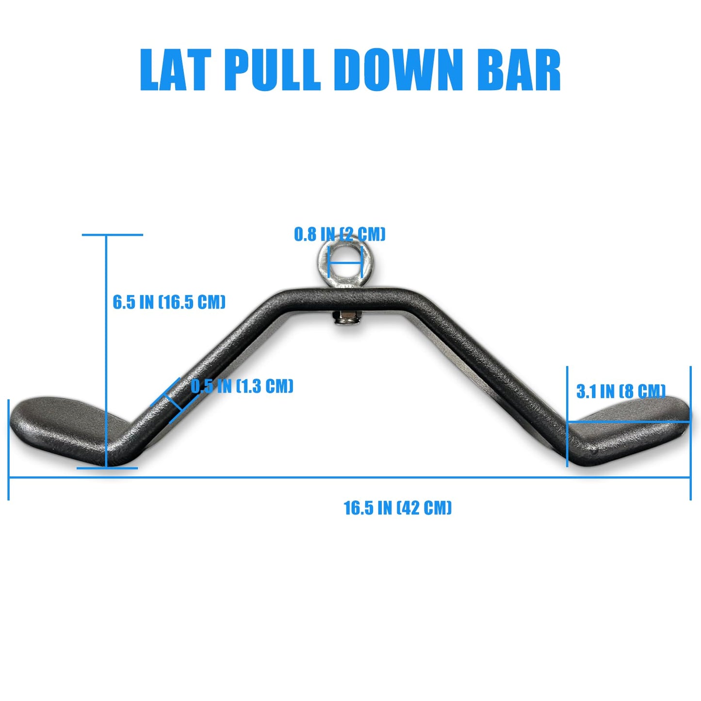 Cable Machine Attachment Curl Lat Pull Down Bar, LAT Pulldown Tricep Bar Strength Training Workout, Back Cable Attachments Grip for Home Gym (Length 16.5")