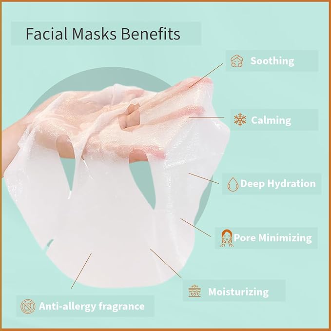 YoungMe Soothing Glam Facial Sheet Mask ??6-Pack | Hydrating & Moisturizing Korean Skin Care for Sensitive & All Skin Types