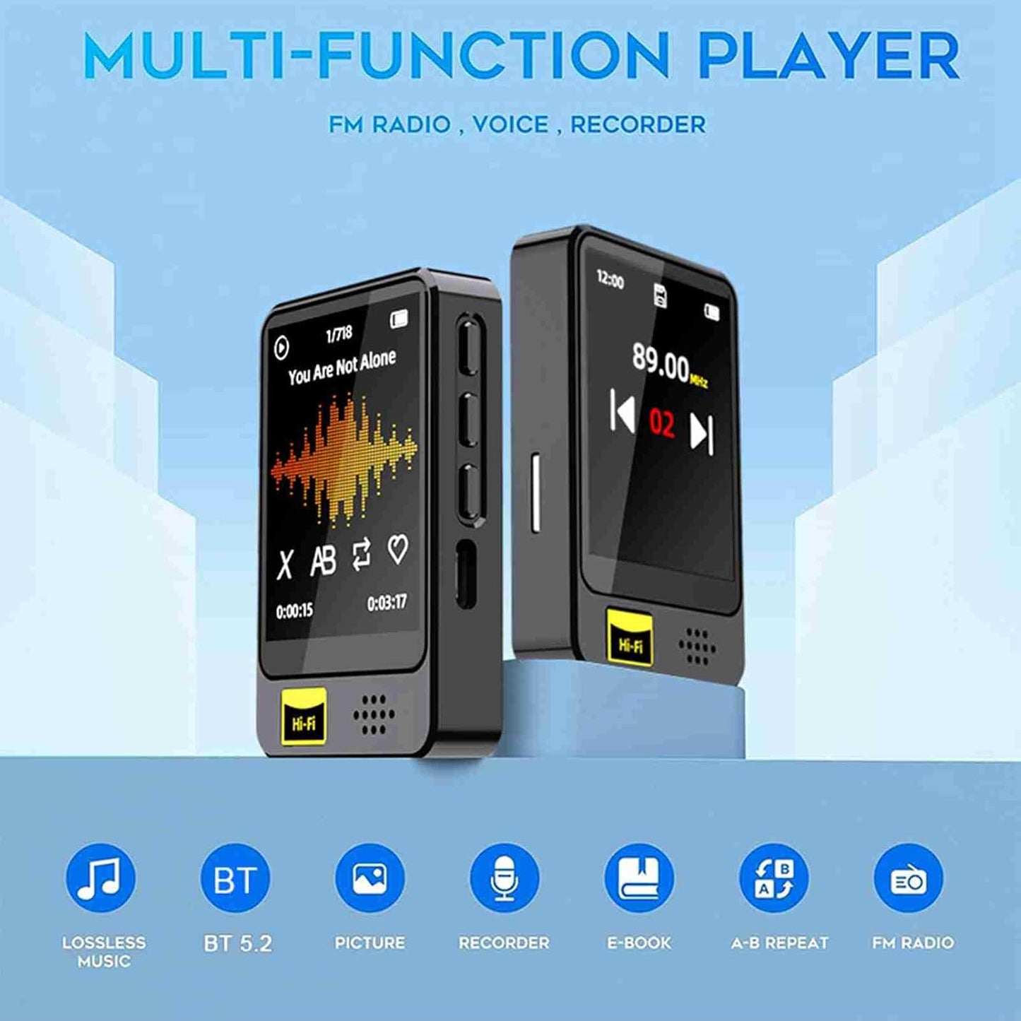 SENECESLI MP3 MP4 Mp3 Player with Bluetooth, Music Player with USB Charging, HiFi Sound Quality, Digital Music Player
