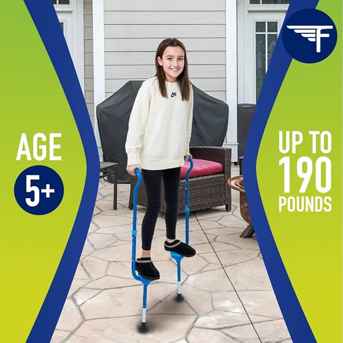 Flybar Maverick Walking Stilts for Kids - 5 Adjustable Height’s, Sturdy, Easy Assembly, Wide Non-Slip Rubber Bottom Tip, Foam Grips, Outdoor Toys for Kids 5+, 190 lbs