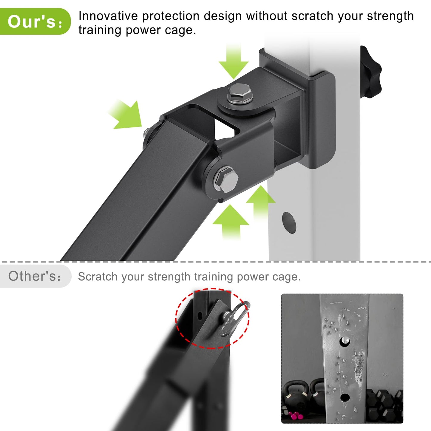 SELEWARE Belt Squat Lever Arm for 2" x 2" Power Cage with 1" Hole, Squat Rack Attachment Fit 1'' and 2'' Weight Plates Allow Both Vertical and Sideways Movements