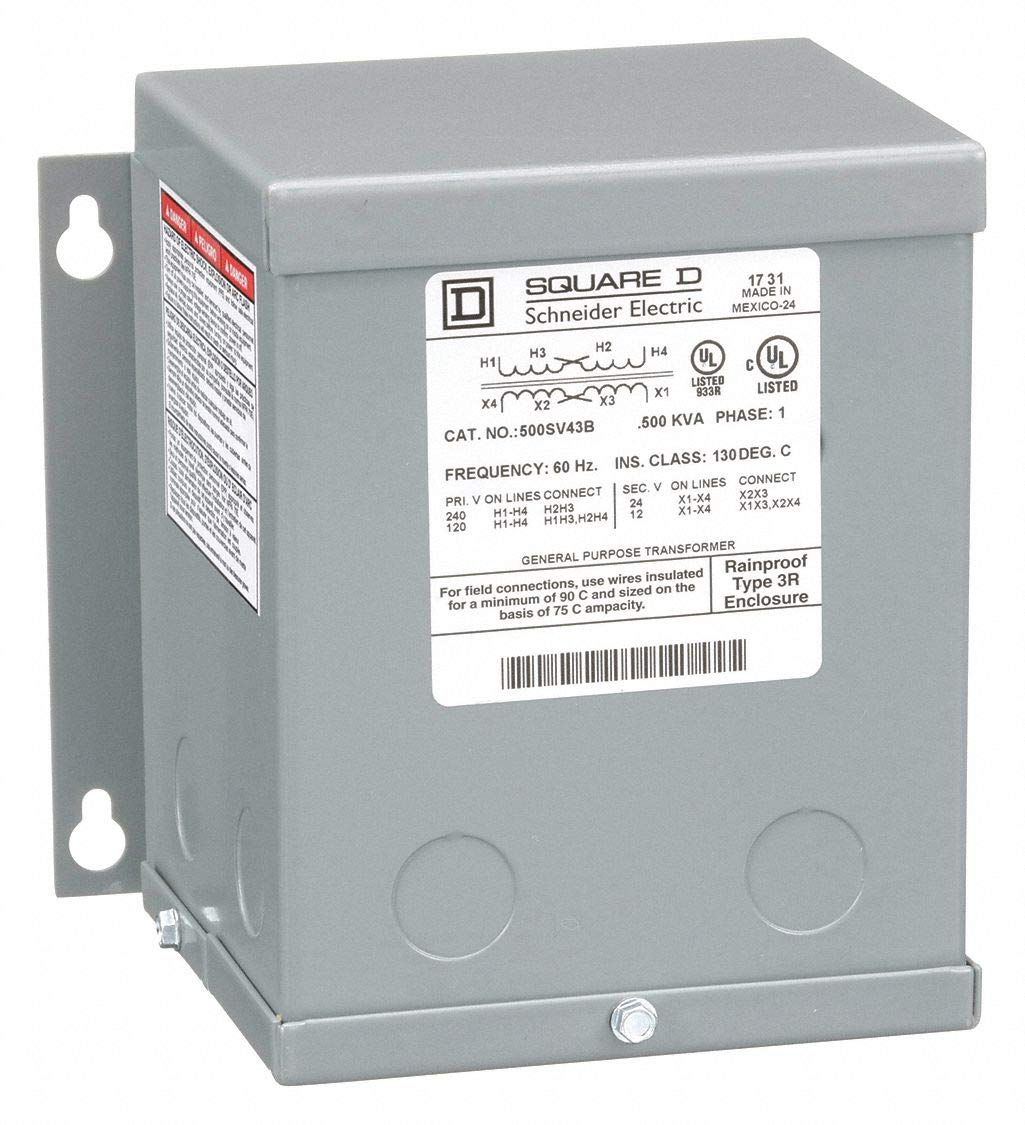 Square D Transformer,120/240VAC,12/24VAC,500VA (500SV43B)