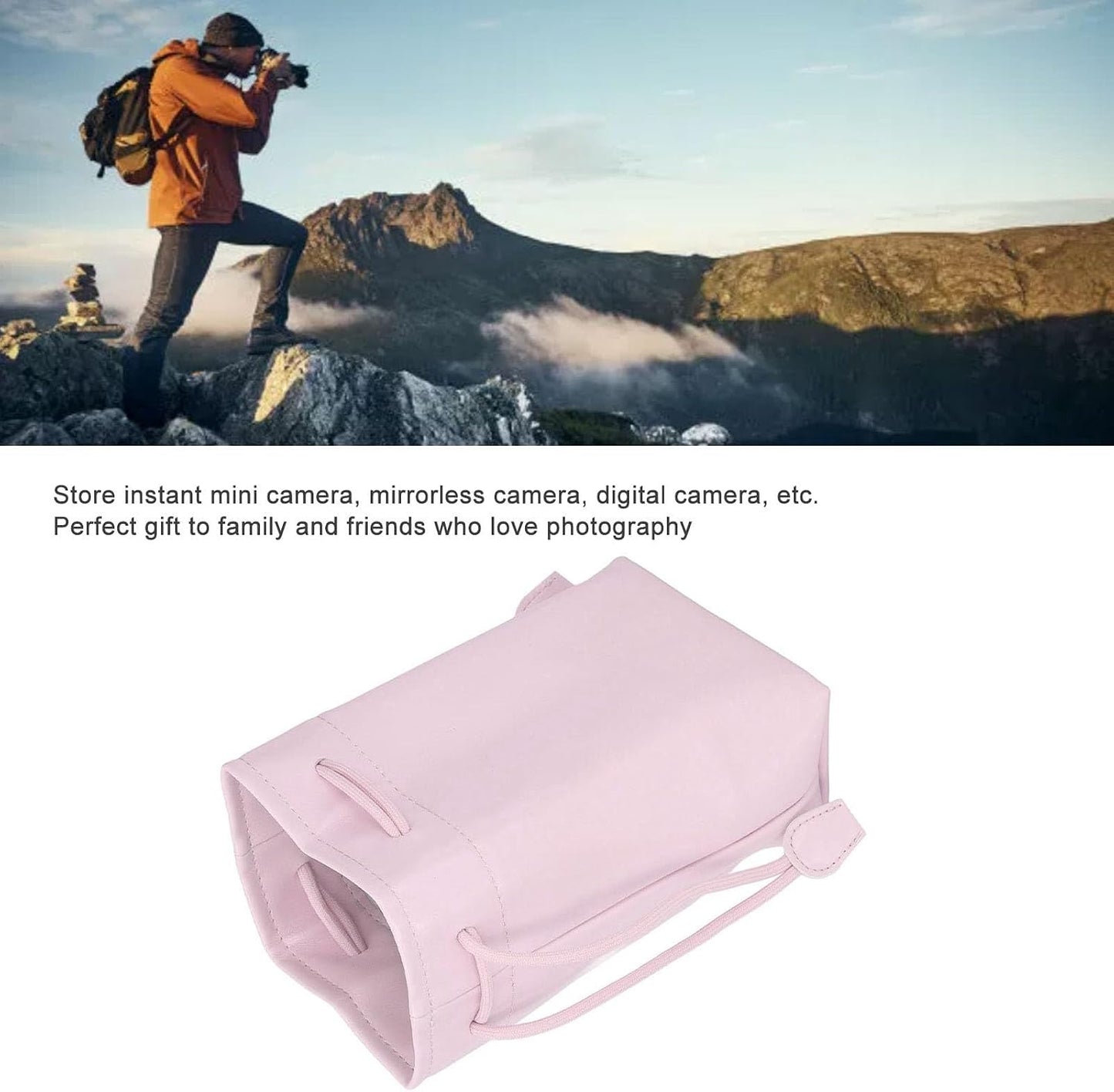 Dpofirs Digital Camera Case, Drawstring Bag, Vintage DSLR Camera Bag, Soft Lens Case Gadget for Traveling, Camera