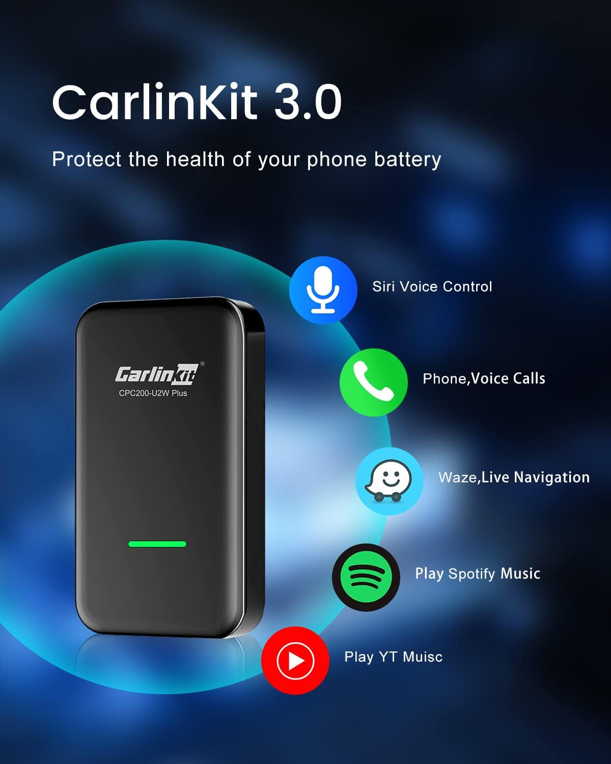 Carlinkit 3.0 2015 2026), Wireless CarPlay Adapter USB for Factory Wired CarPlay Cars (Model Year: to Wireless CarPlay