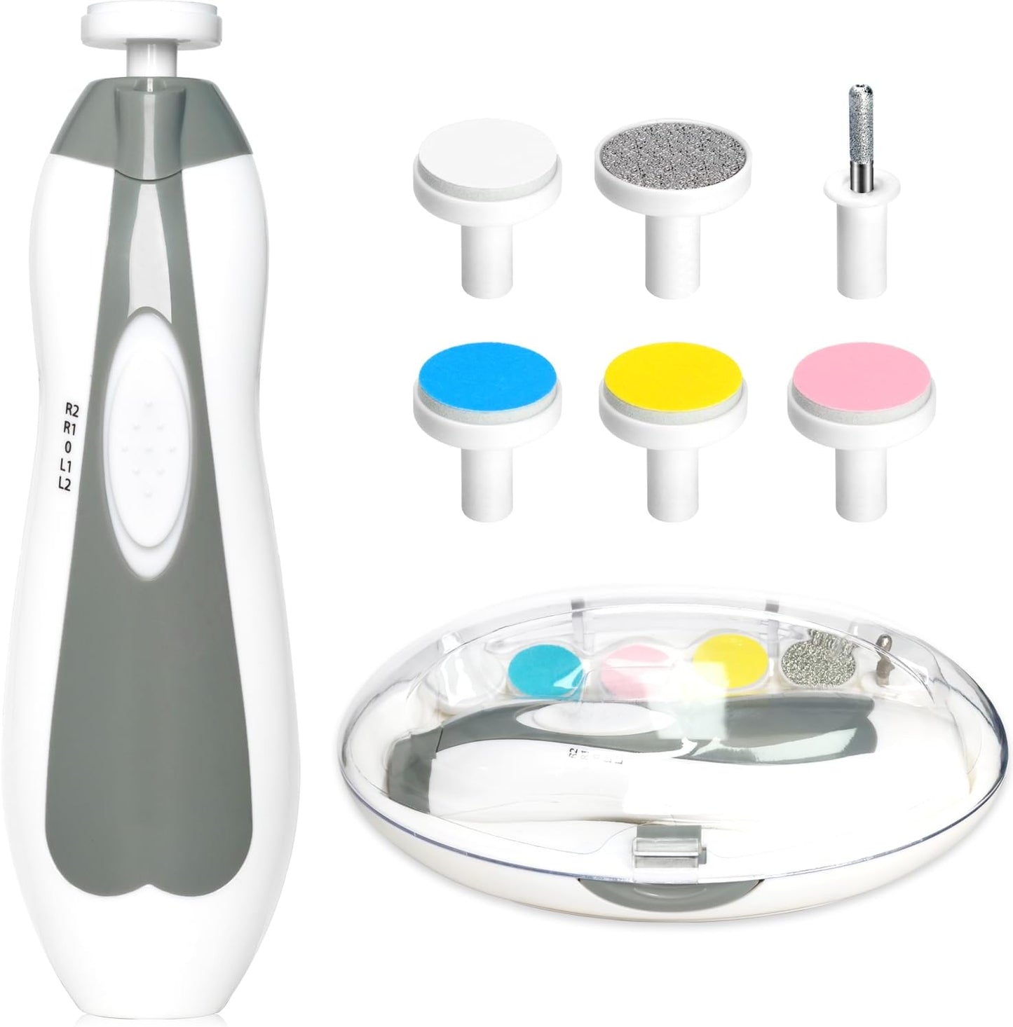 Skiennix Baby Nail Trimmer - 6-in-1 Electric Grooming Kit for Infants & Adults | Grey Color