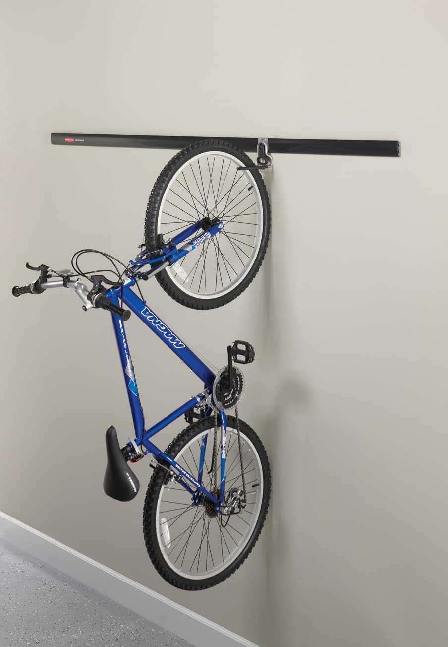 Rubbermaid FastTrack Vertical Bike Hook - Heavy-Duty Wall Mount Storage, Holds Up to 50 Pounds, Black