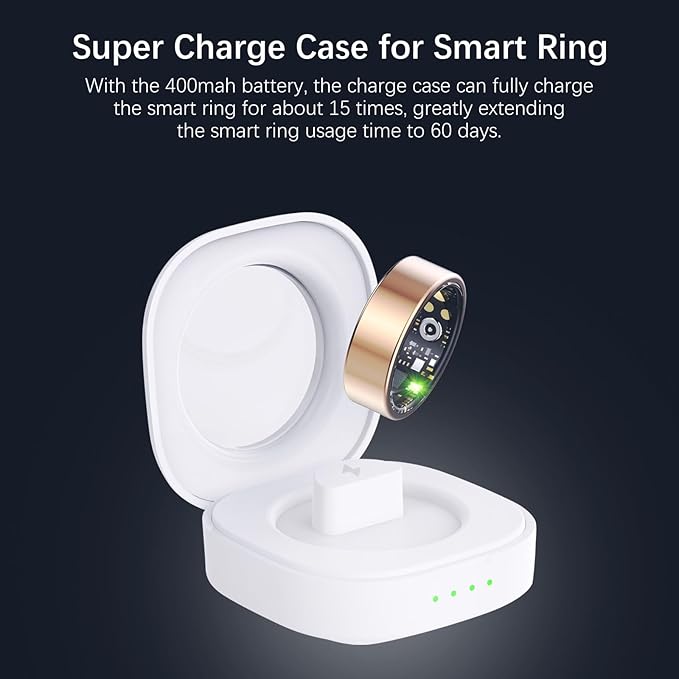 Smart Health Rings for Women Men, Fitness Tracker with Heart Rate, Blood Oxygen, HRV, Sleep Tracker, Step Tracker, No Subscription Fee, IP68 Waterproof Smart Ring for iphone & Android (Gold, 12#)