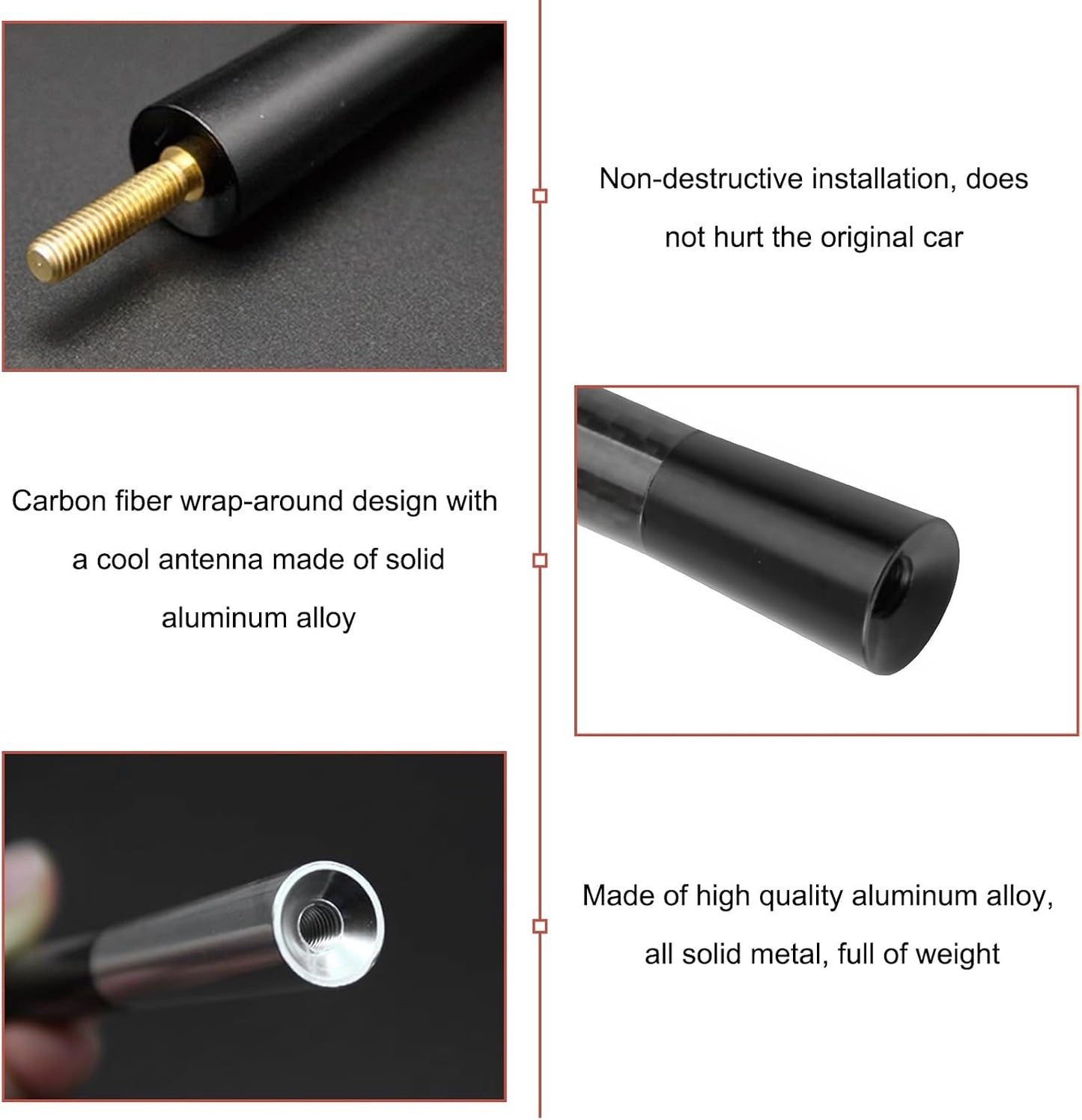 Rdxcv 3.11" Car Short Antenna, Aluminum Alloy Radio Stereo Antennas with Screws & Rubber Gaskets, Universal Stubby