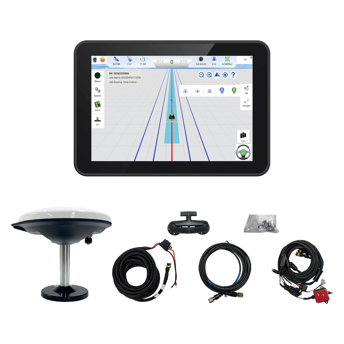 SMAJAYU JY100 Plus Tractor Guidance System with Precision AG Software, Android10 Tablet, 1-inch by CORS, 4-inch by PPP Connection, A-B line Guidance Compatible with Any Tractor CAT, John-Deere...