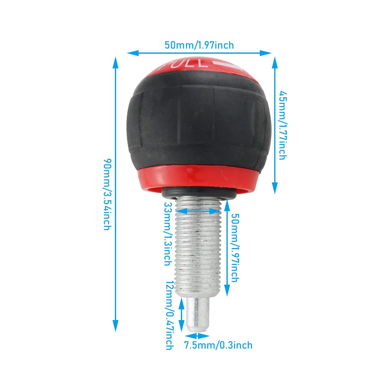 WHYHKJ 2PCS M16 Pull Pin Spring Pins Fitness Equipment Latch Handle M16 Fitness Pop Pull Pin Knob Release Synthetic Cardboard Handle Exercise Spare Accessory, Black Red Silver