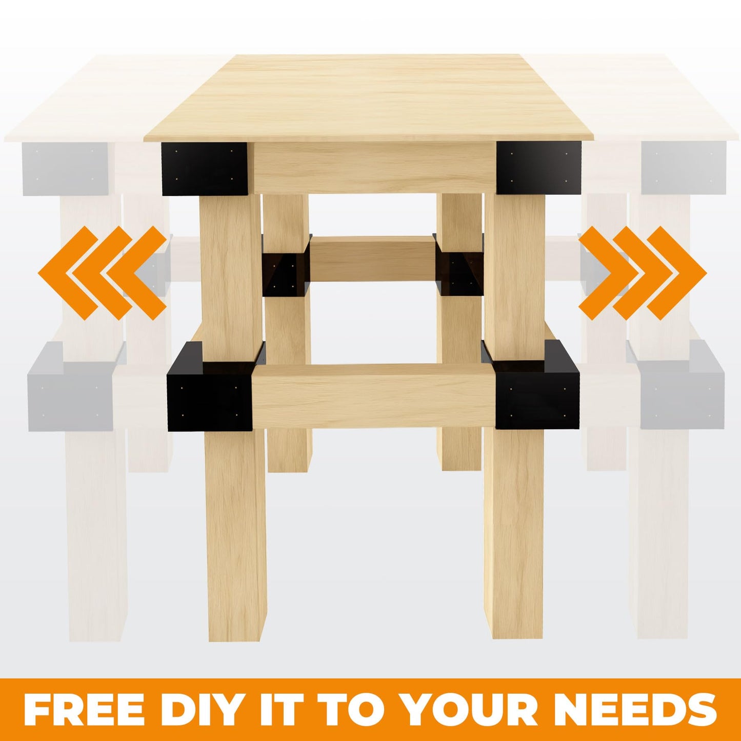 Heavy Duty Workbench Brackets Kit, 8 PCS 4''x4'' Workbench Leg Frame Braces, for 4x4 & 2x4 Lumber, DIY Table Building Kit with Pre-Drilled Holes for Workbench Table, Shelving, Garage Storage