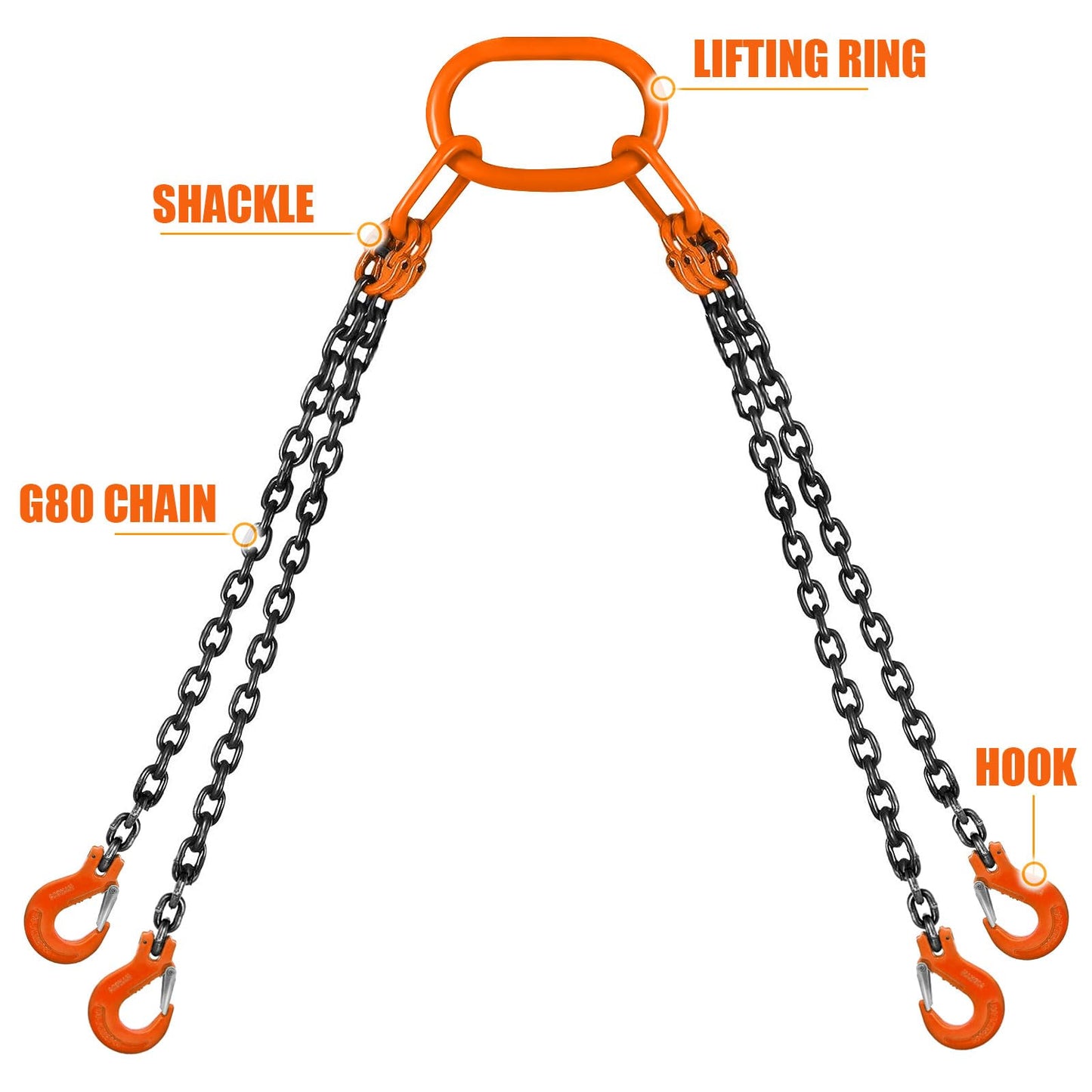 SALUINOKI Lift Chain Sling 10Ft 4 Way x 5/16 inch 11000lbs 5 Ton for Chains Lifting
