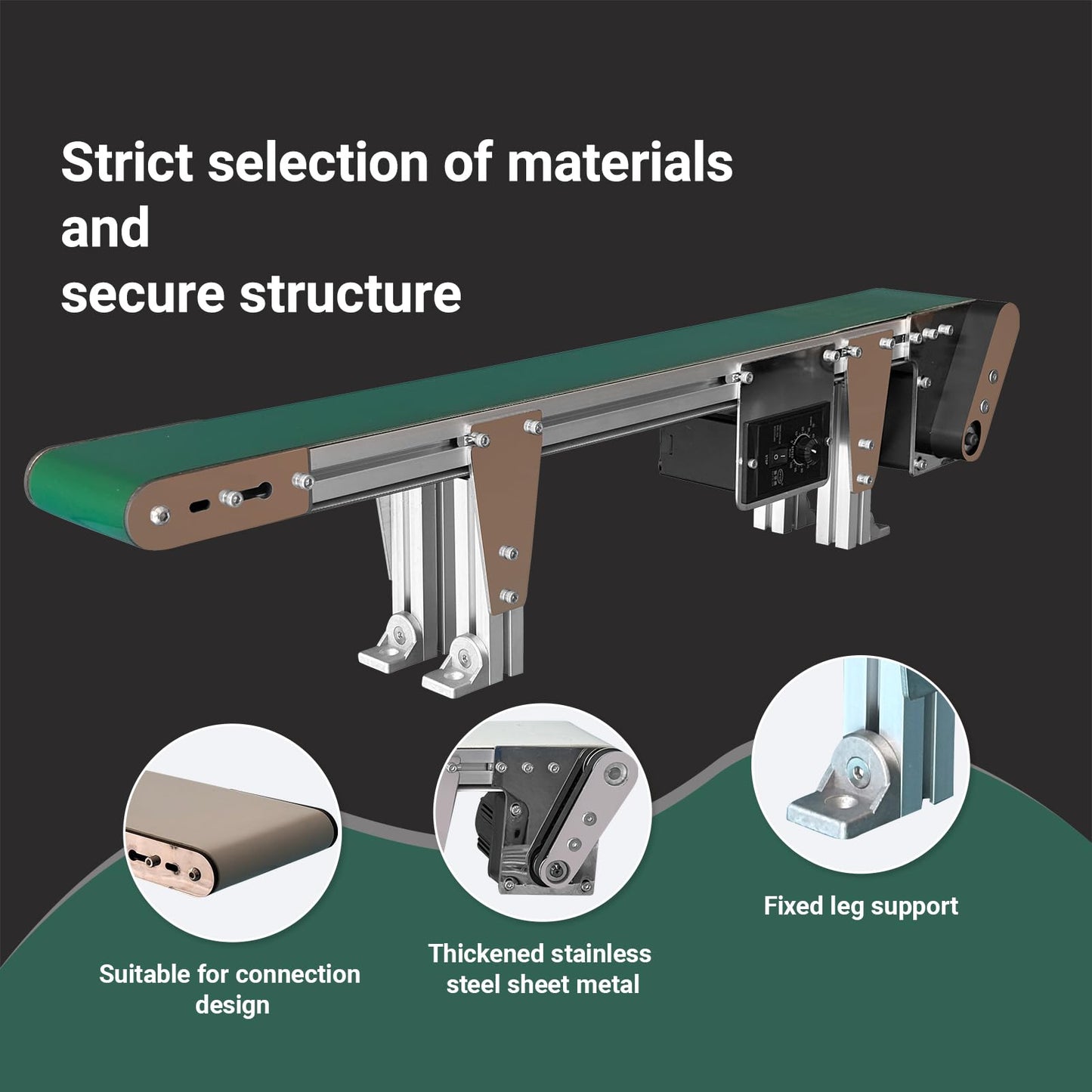 Small Ultra-Thin Frameless Conveyor 39.4″x 5.91″, Narrow Edge Conveyor Belt, PVC Belt can be Used for Stamping and Food conveying, with stepless Speed Regulation and Forward and Backward Switching