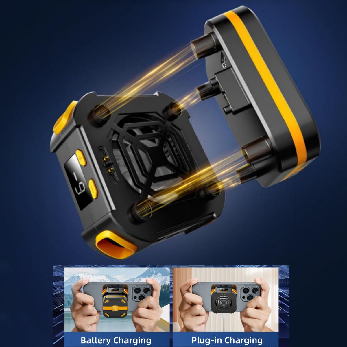 ALFOINE Magnetic Semiconductor Phone Cooler Fan with Temperature Display and Rechargeable Battery Mobile Phone Radiator