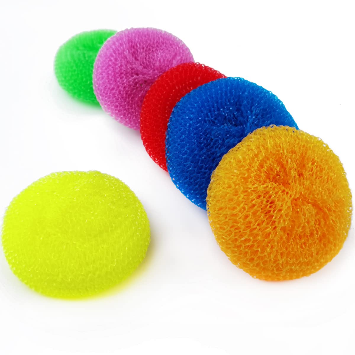 NSBELL 30PCS Plastic Dish Scrubbers for Dishes Plastic Pot Round Scrubber Scouring Pad Nylon Dish Scrubber, Poly Mesh Scouring Dish Pads Non Scratch Scrubbers