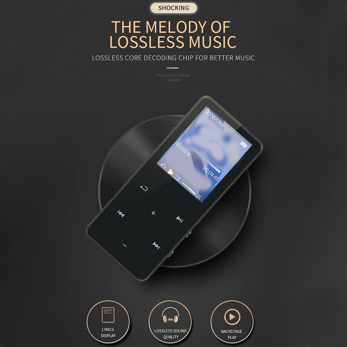 Jectse MP3 MP3 MP4 1.8 inch, MP3 Player with Bluetooth, Player Portable Player with HiFi Lossless Sound Player