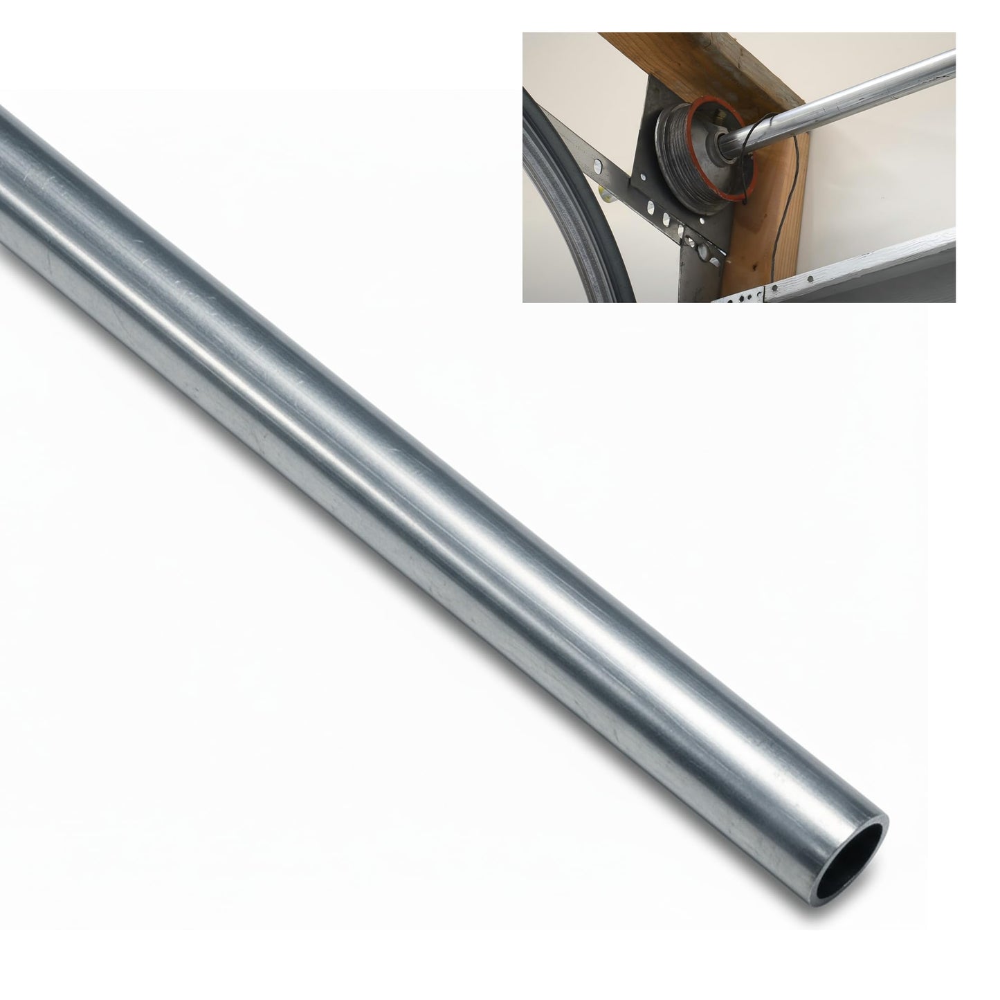 Mindoub Heavy-Duty 1-Inch OD 11-Gauge Hot Rolled Steel Shaft Galvanized Steel Garage Door Torsion Tube/Shaft, 9-Ft 10-Inch Length, Rust-Resistant for Residential & Commercial Doors Systems