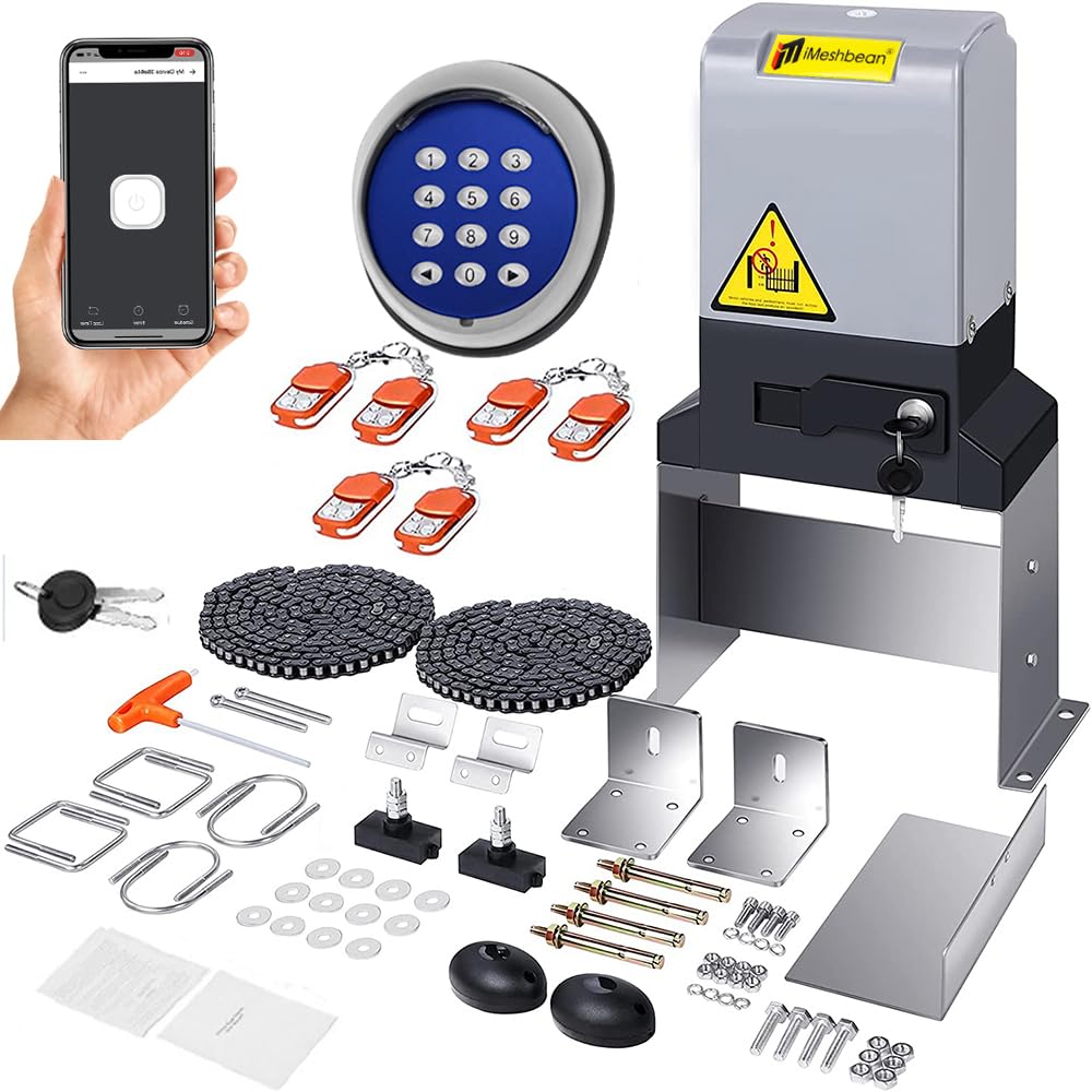 3300LBS Automatic Sliding Gate Opener with 6 Remote Controls,550W Electric Rolling Driveway Slide Gate Operator Hardware Security System Kit for Sliding Gate Up to 40 Feet (APP Control)