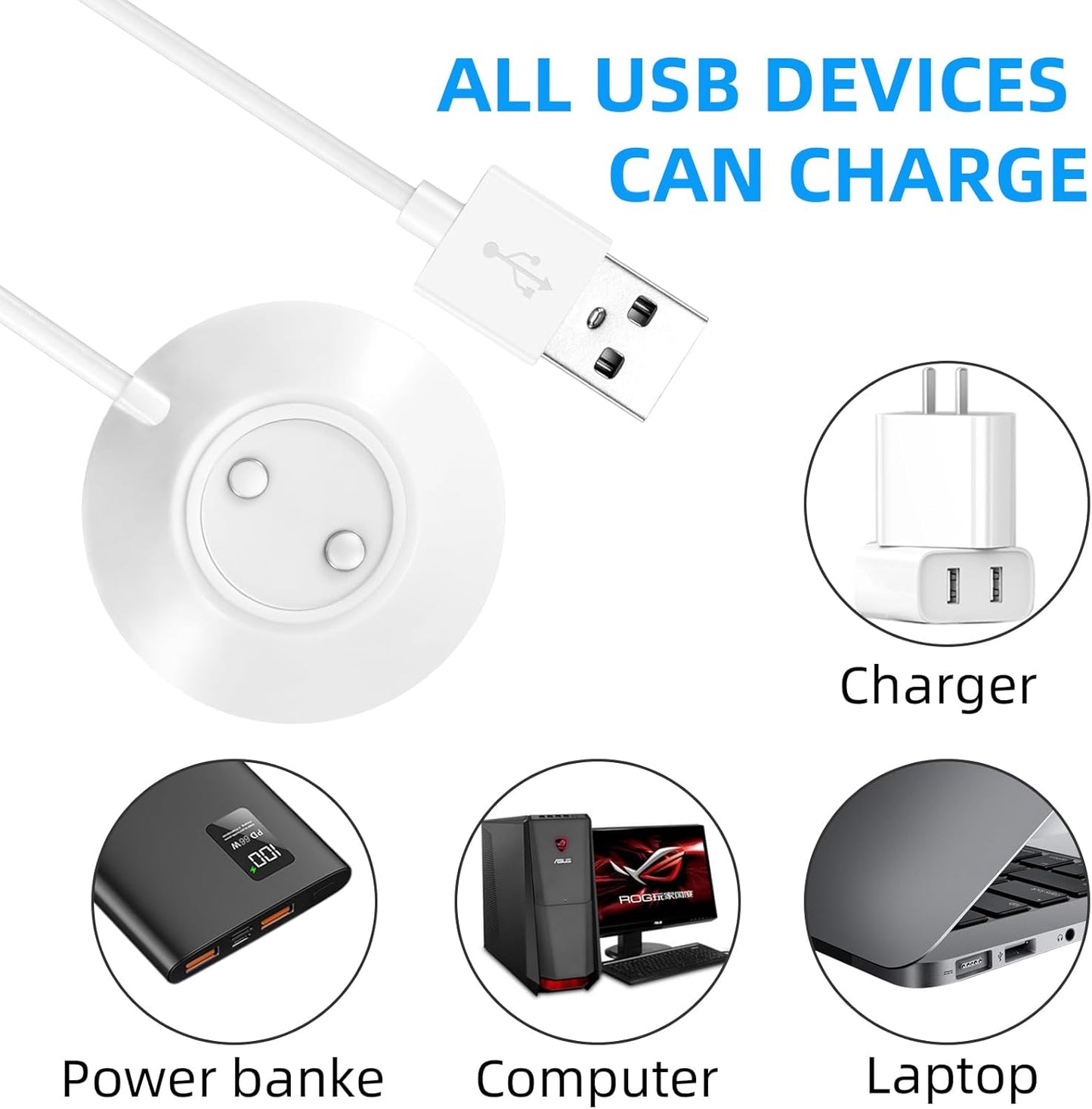 MASKEOBAP Only-12mm (12mm Magnetic USB Rose Charger Cable, Replacement Charging Cord for Bluetooth Devices, Headphones