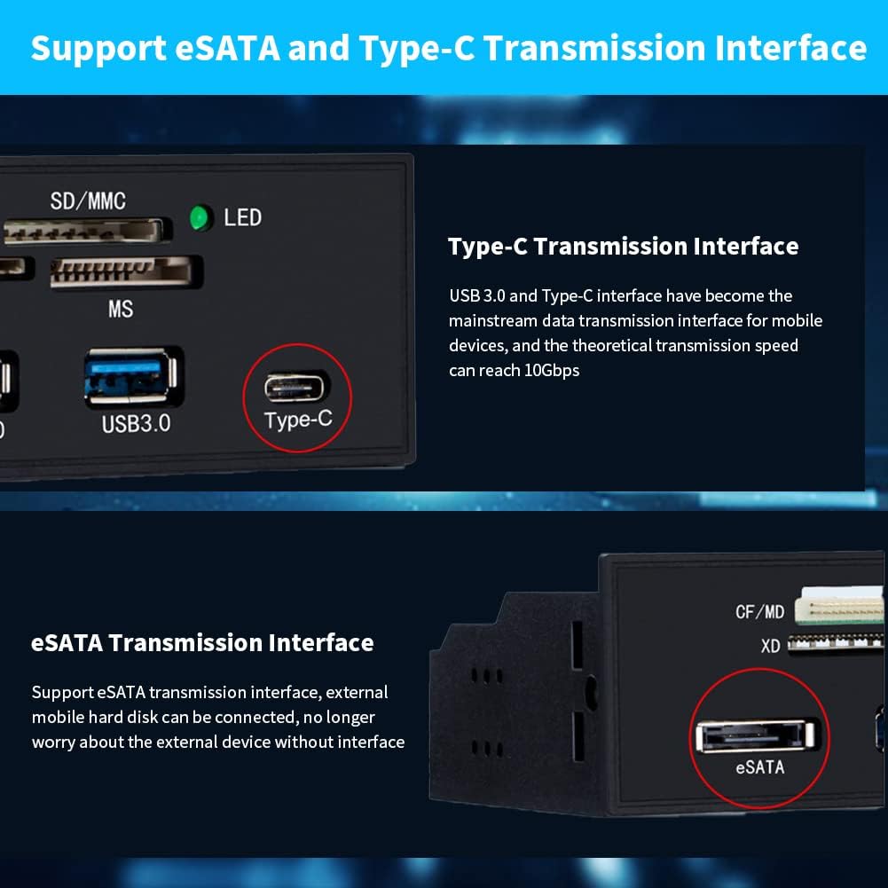 Mugast 5.25 inches 3.0 3.1 M2, 64G Internal Card Reader, USB Interface Multifunction Internal Card Reader Dashboard PC