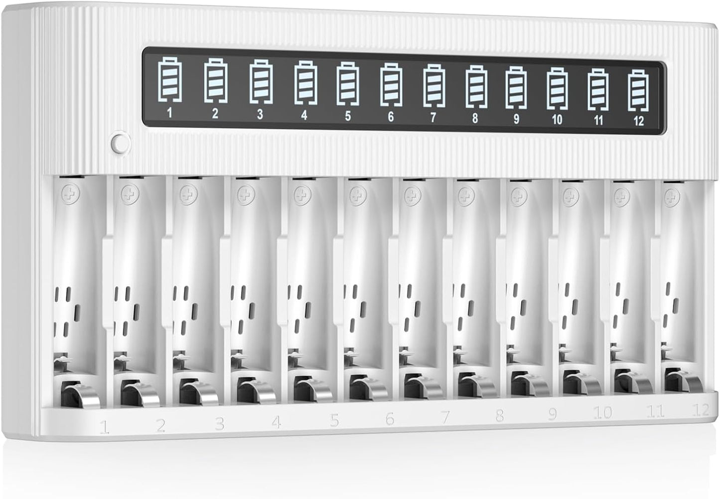 EBL 12-Bay AA AAA Battery Charger Independent LCD Charger for Ni-MH Ni-CD Rechargeable Batteries with Discharge