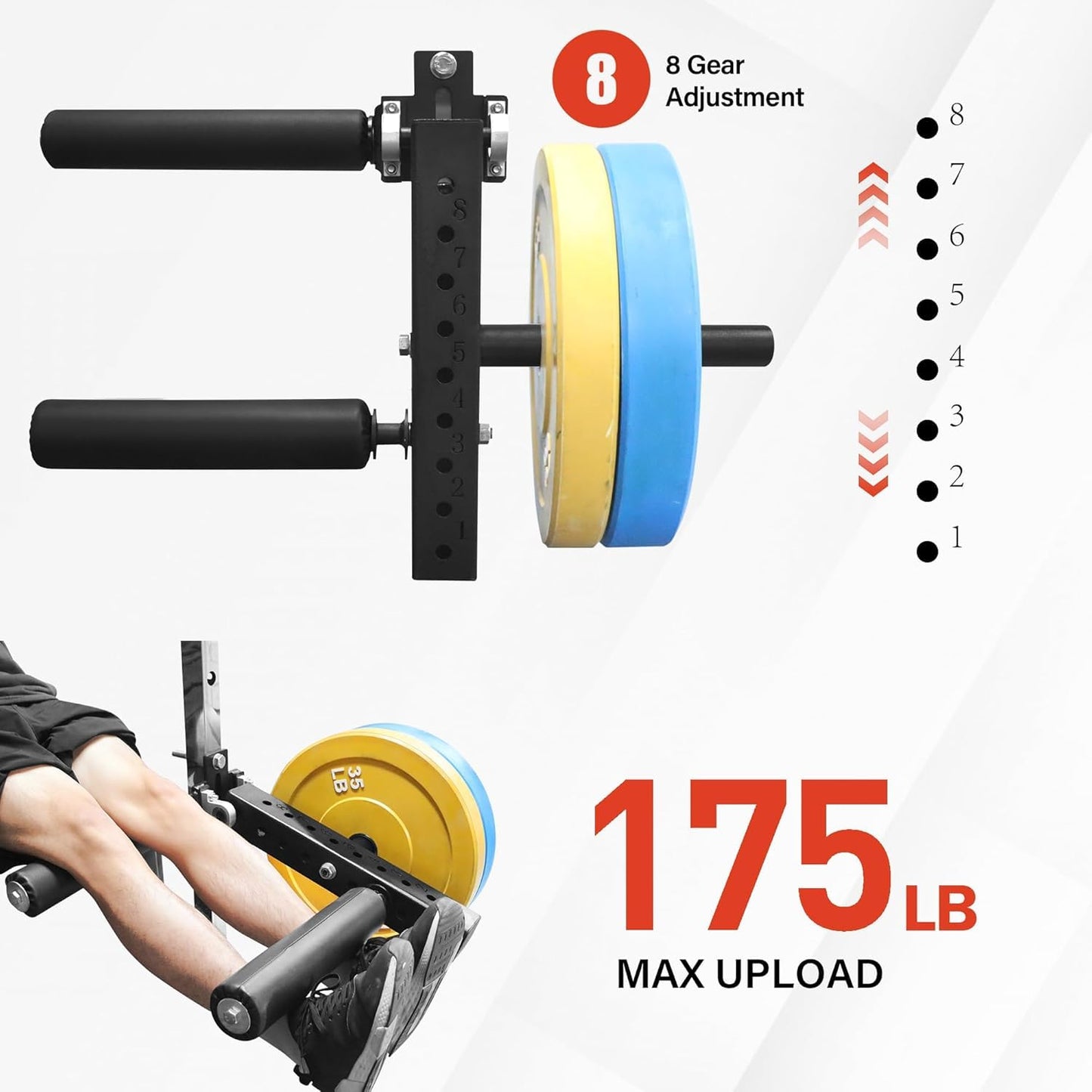 AHTAPFON Leg Extension Attachment,Leg Squat Roller Rack Mount,Adjustable Leg Extension Machine Leg Curl Machine for Home Gym,Fit Add 2″ Weight Plates,16mm Hole Rack