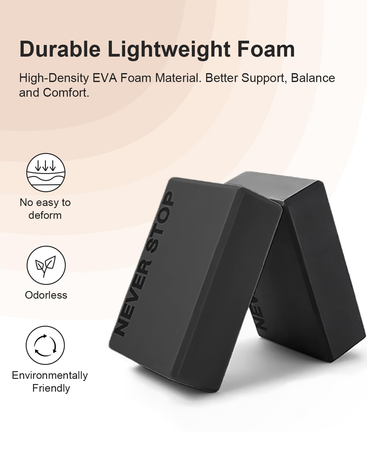 Yoga Block, High Density EVA Foam Blocks for Yoga, Pilates, Meditation, Aid Balance, Support and Deepen Poses - Non-Slip Lightweight Durable(2-Pack-Grey)