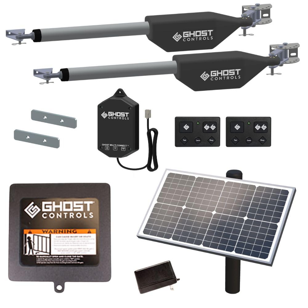 Ghost Controls Pro Dual Solar Automatic Gate Opener Smart Bundle with 30w Solar Panel and MultiConnect