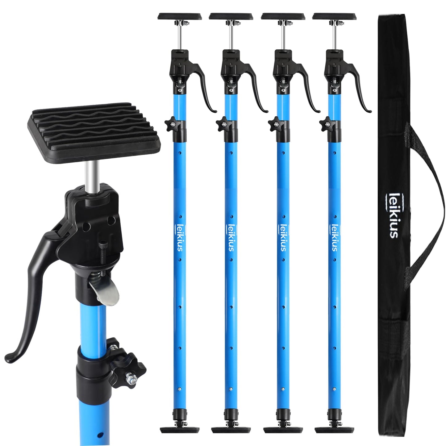 Cabinet Jacks for Installing Cabinets, Heavy Duty Third Hand Support Pole,Drywall Jack,Premium Dust Barrier Pole,Telescopic Adjustable Support Pole For Celling Extend from 49.2 to 114.2 inches 4PC