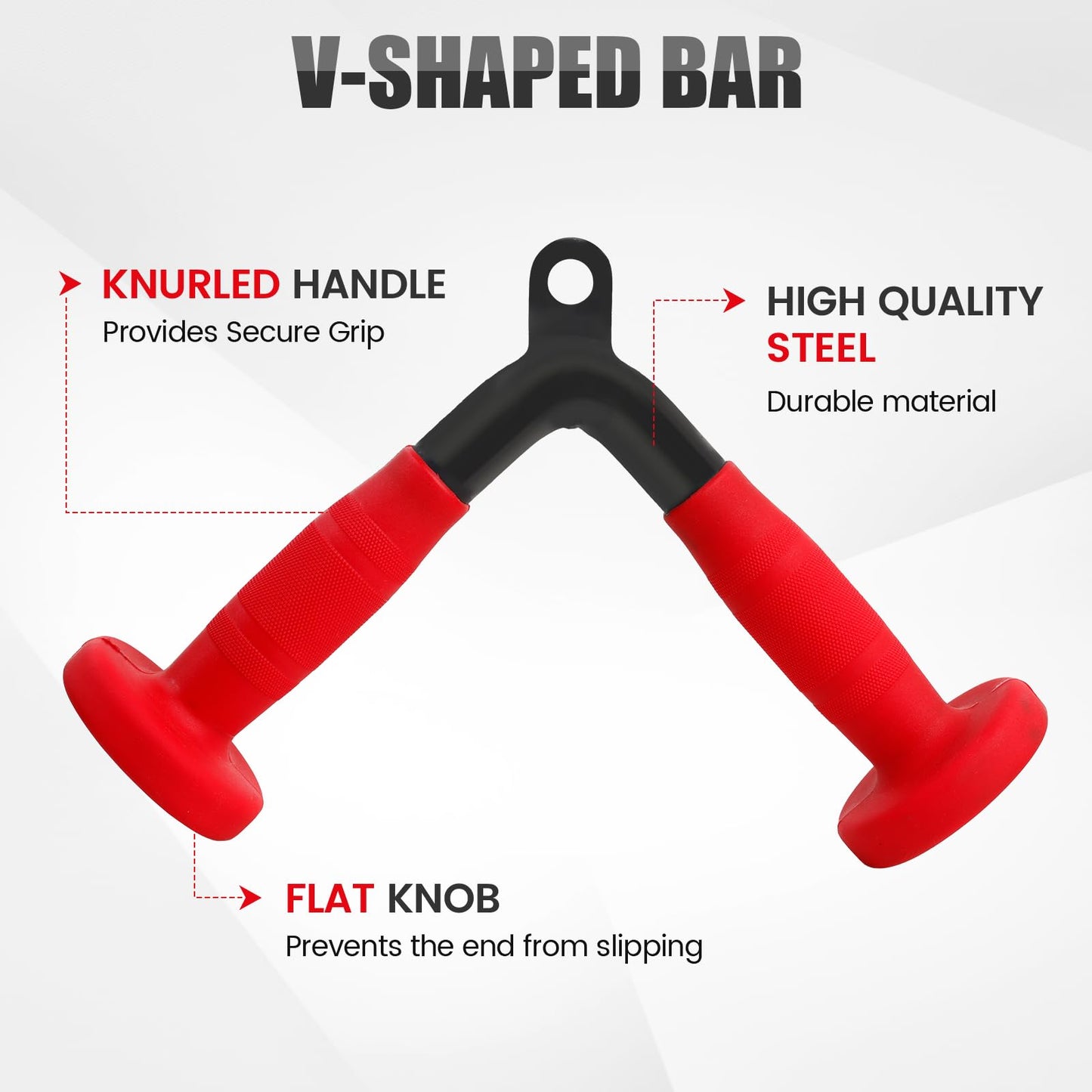 E.T.ENERGIC V-Shaped Bar with PU Grip, Environmentally Odorless, V Bar LAT Pull Down Cable Machine Attachment for Weight Workout Tricep Pull Down Attachment for Home Gym, Black+Red