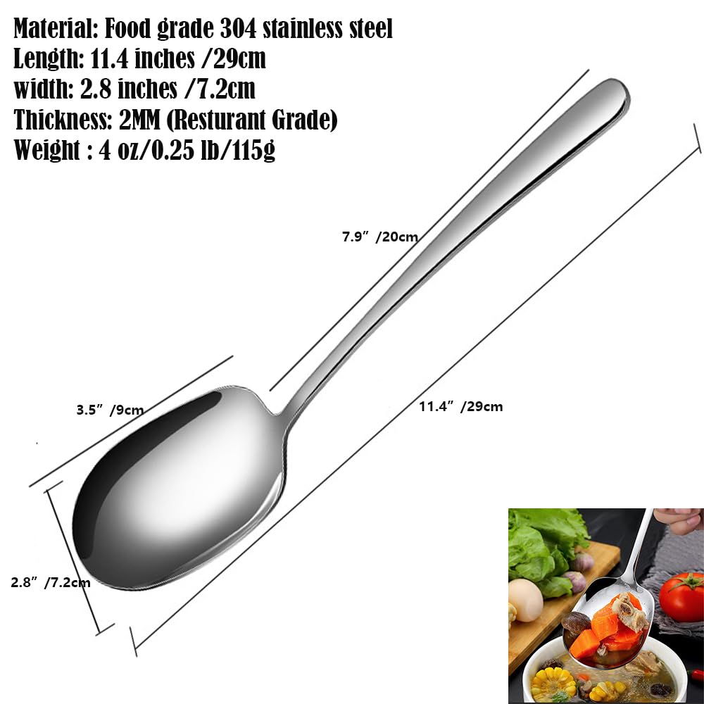 SIAIQIANG Extra-Large Serving Spoons Set,Food-Grade 18/8 Stainless Steel,11.4-Inch Serving Utensils Set,Ideal for Salads, Pasta Platters,Mashed Potatoes,Buffets,and More (2-Pack)