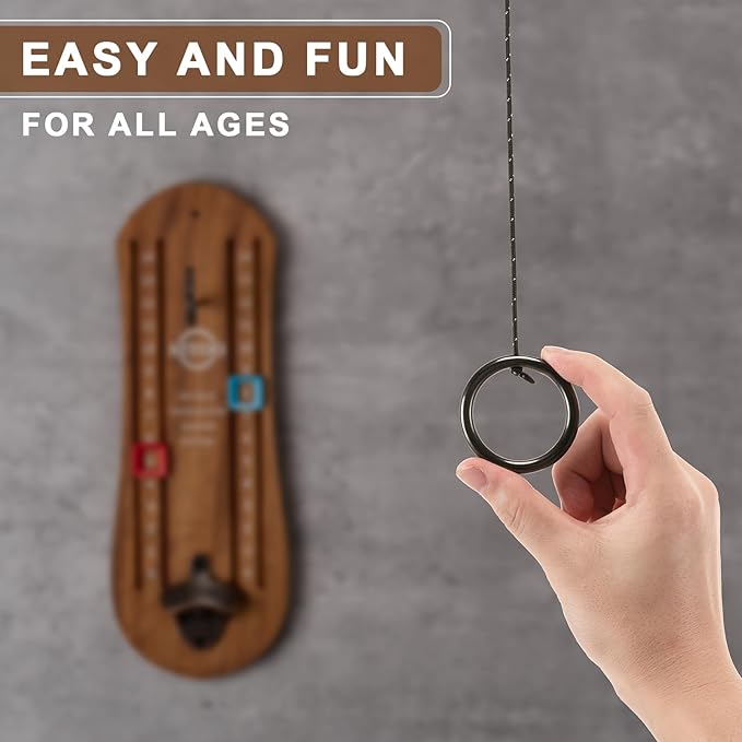 Ring Toss Game for Adults, Hook and Ring Game with String and Hooks for Indoor & Outdoor, Ring Hook Game with Bottle Opener, Gifts for Men