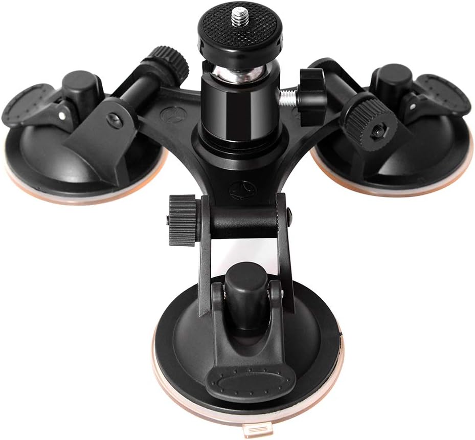 fantaseal Triple Cup DSLR Camera Suction Mount Compatible with Nikon Canon Sony DSLR/Camcorder + GoPro Hero Sony Garmin