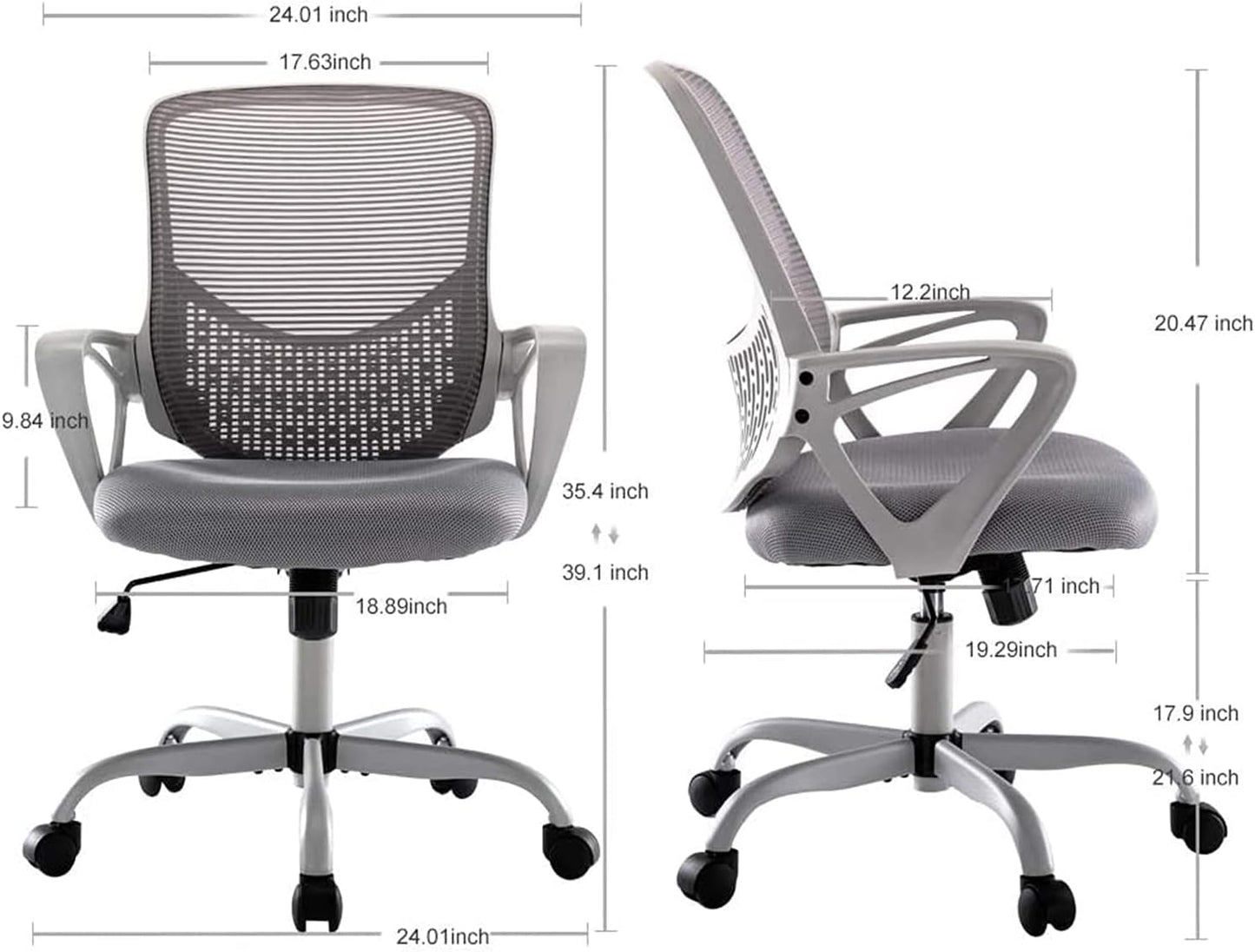 Regine Switzerland Ergonomic Office Chair - Adjustable Rolling Mesh Design with Lumbar Support | Modern Mid Back