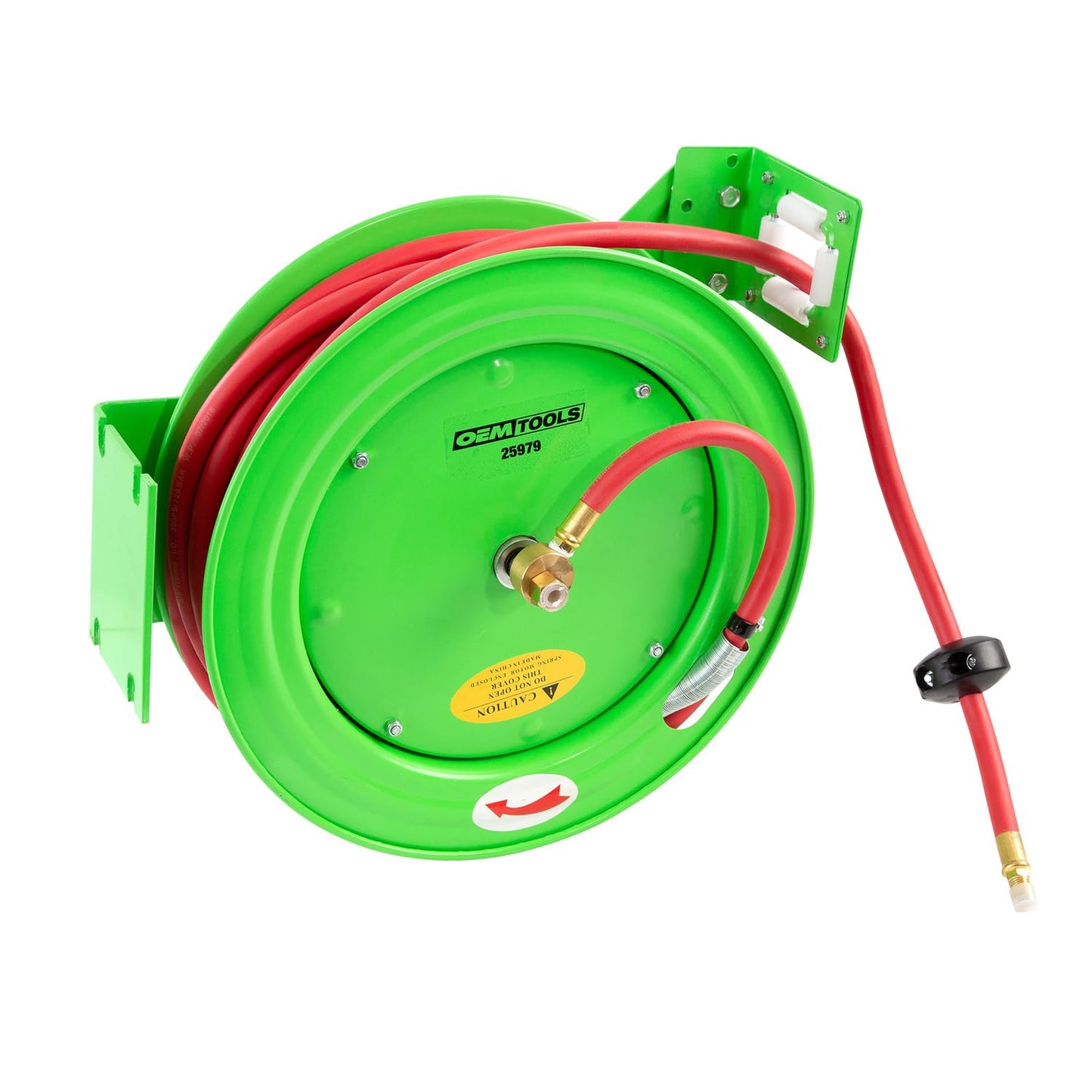 OEMTOOLS 25979 Retractable Air Hose Reel, 3/8" x 50Ft for Shop, Garage, and Jobsite Use, Air Compressor Hose with Wall Mount, 250 PSI, Brass Fittings, Steel Construction