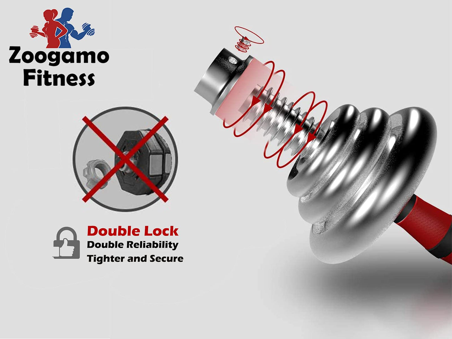 Zoogamo Cast Iron Adjustable Dumbbells Weight Set to 66Lbs / 44LBS, Free Weight with Connecting Rod Used As Barbell, for Men and Women Home Gym Work Out Training Fitness Equipment All-Purpose (66)