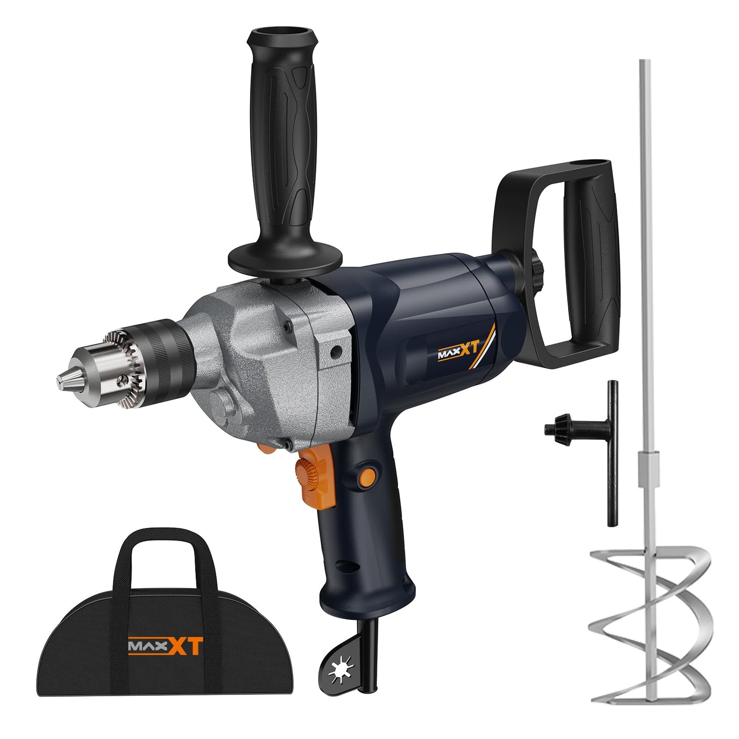 MAXXT Drill Mixer Set with Spade Handle 1/2 inch Electric Corded Mixing Drill Machine 9A Motor Concrete Mud Mixer