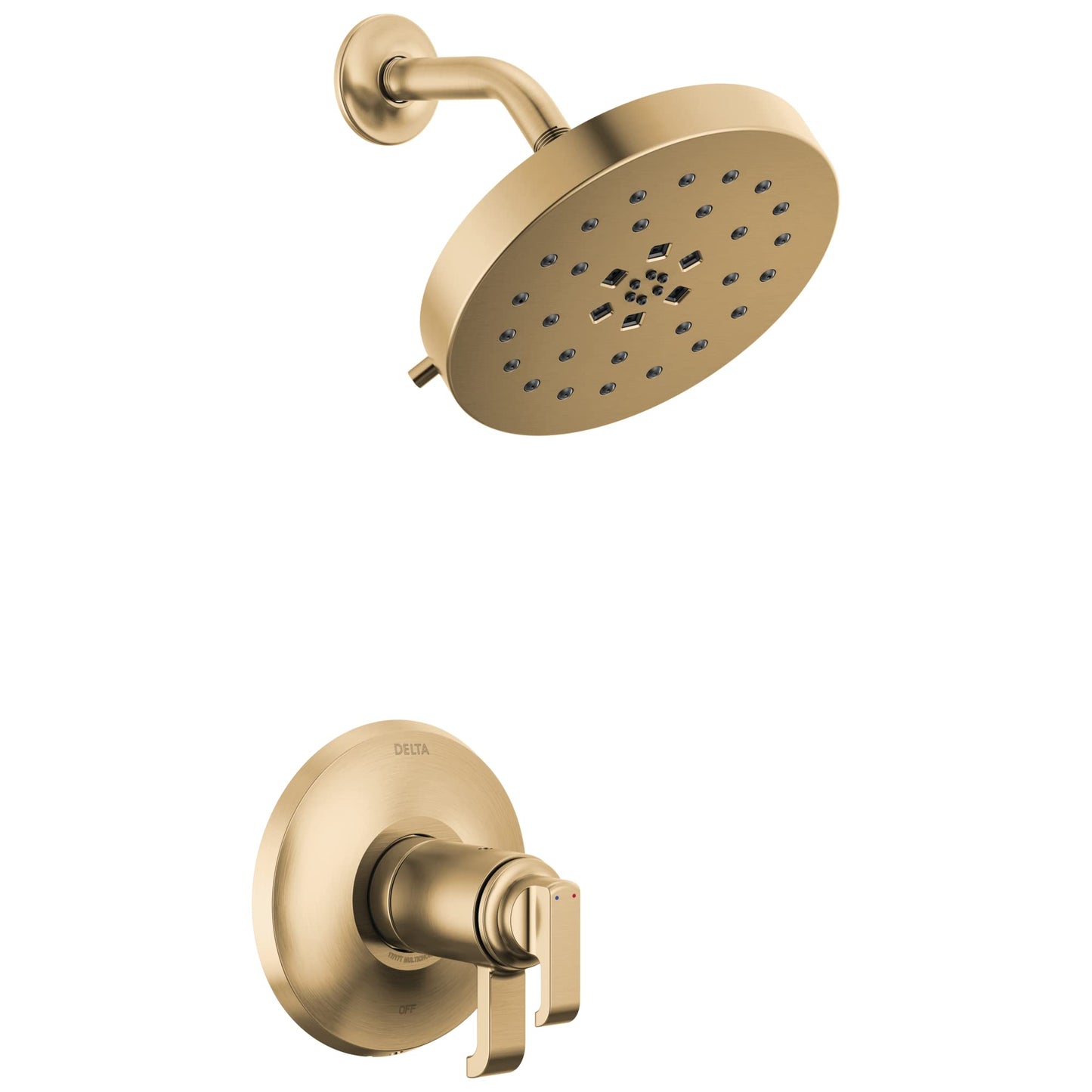 Delta Faucet Tetra 17T Series Dual-Function Gold Shower Faucet Set with with 4-Spray H2Okinetic Shower Head, Shower Faucet, Lumicoat Champagne Bronze T17T289-CZ-PR (Valve Not Included)