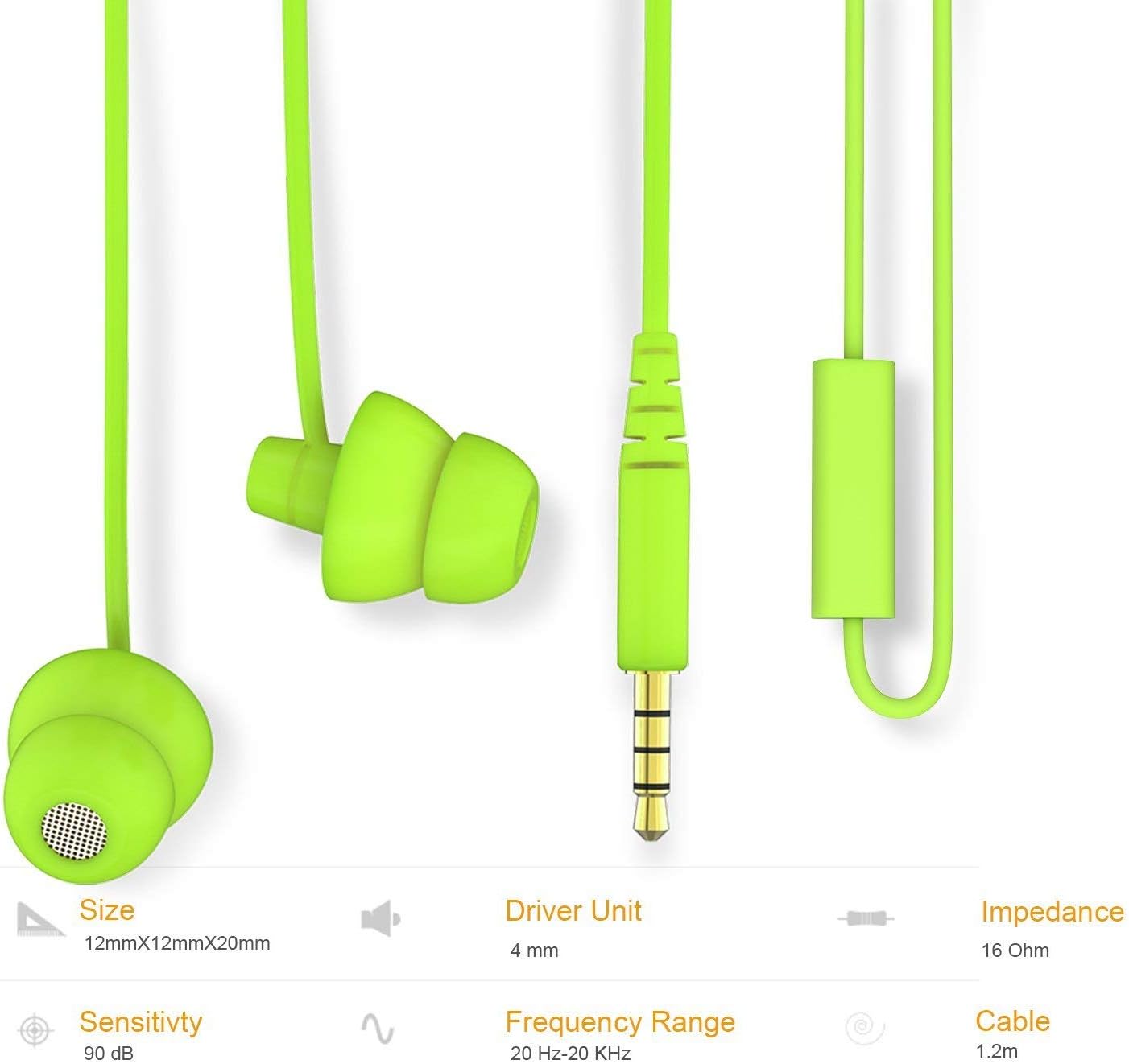 MAXROCK Mp3, 3.5mm, Wired Sleep Earphones Soft Sleep Earbuds Total Silicon Sleeping Headphones with in-line Mic