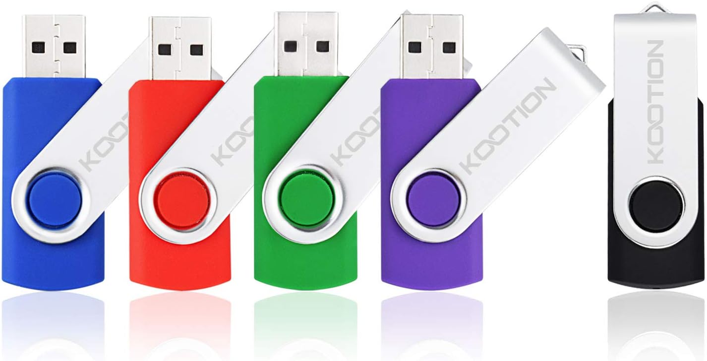 KOOTION 5 1GB Pack 2.0(5 X USB Flash Drives Thumb Drives Memory Stick USB Colors: Black Blue Green Purple Red)