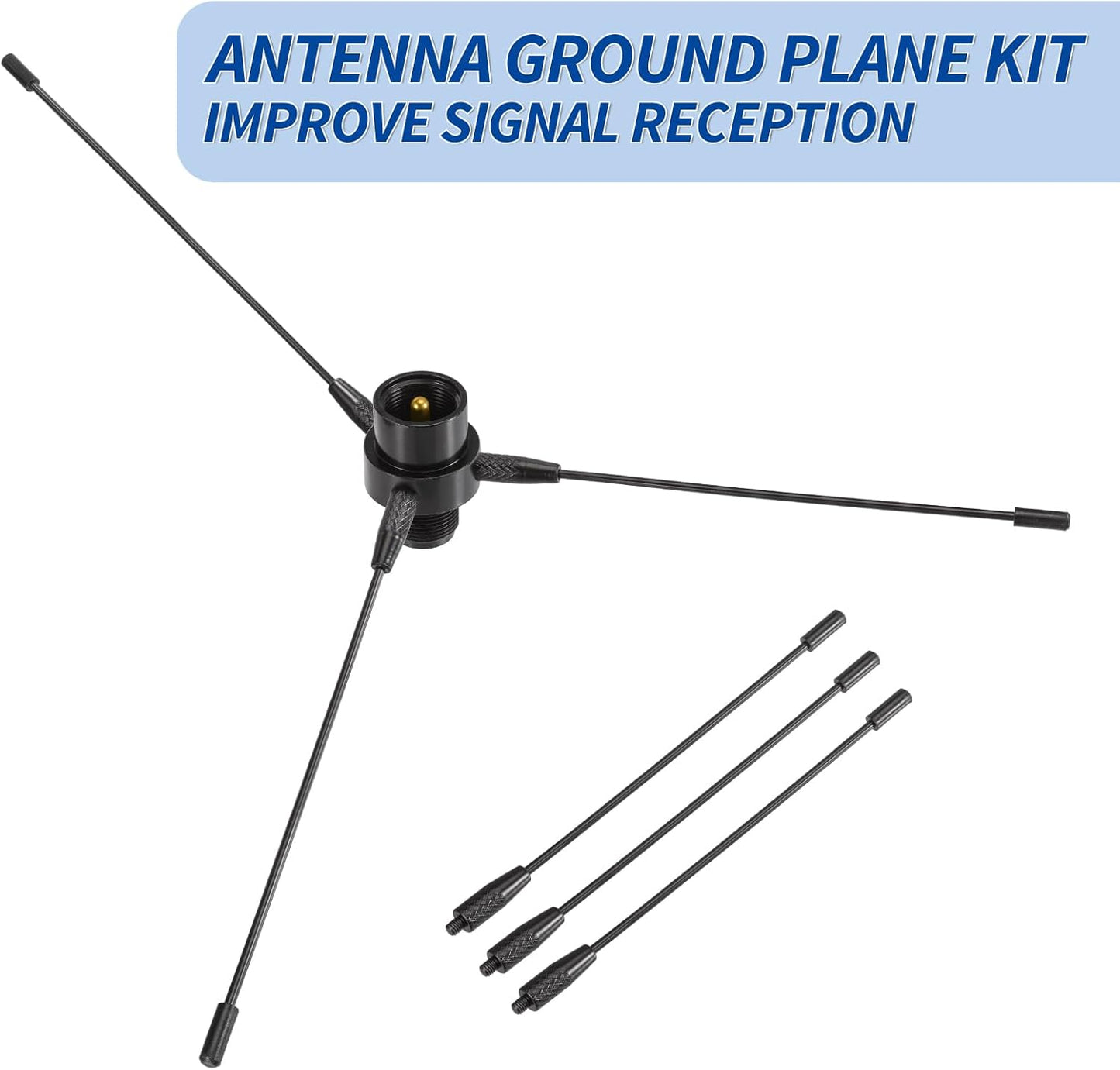 BINGFU 136-174MHz 400-470MHz PL259 Vehicle Mobile Ham Radio Antenna with Ground Planes Dual Band VHF UHF Magnetic Base